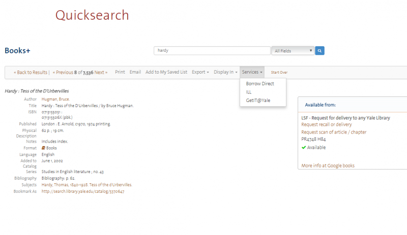 Ordering Materials with Quicksearch