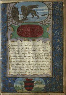 illuminated page from 16th century Italian Law book