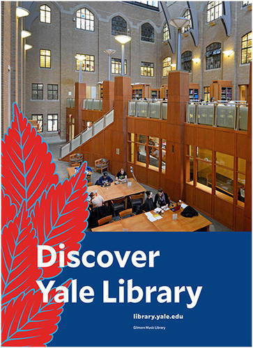 Discover Yale Library poster with photo of Gilmore music Library