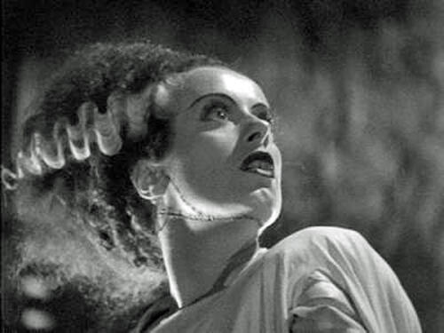 Close-up of actress Elsa Lanchester in Bride of Frankenstein.