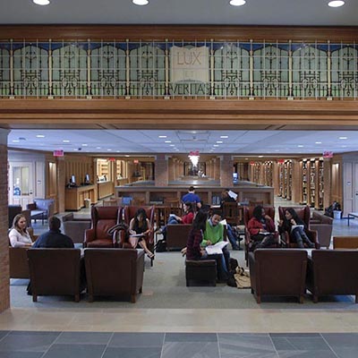 View of Bass Library