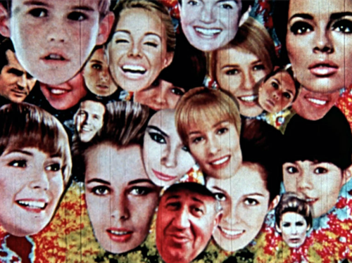 collage of women's faces from a Frank Mouris animated film