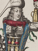 An apothecary carrying medicines on his body.