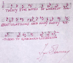 Note from Stravinsky