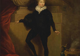 Painting of Master Betty as Hamlet, before a bust of Shakespeare by James Northcote