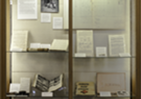 Memorabilia shelf in Sterling Memorial Library
