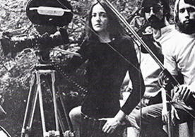 Image of Alexis Krasilovsky (center) with other Yale filmmakers