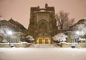 Sterling Memorial Libray in the snow