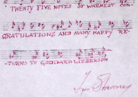 Note from Stravinsky