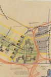 hand-drawn map showing proposed Wooster Square redevelopment in New Haven. 